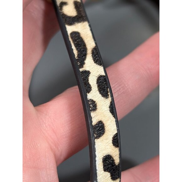 Cheetah Animal Print Faux Fur Gold Tone Hammered Wrap Bracelet 14 inch Boho - Picture 10 of 15